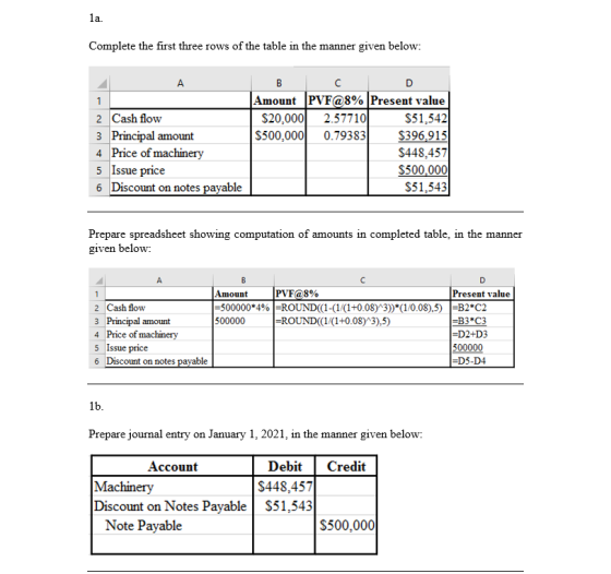 Complete the first three rows of the table in the manner given below: 2A IBC Amount PVF@8% Present value 2 Cash flow $20.000