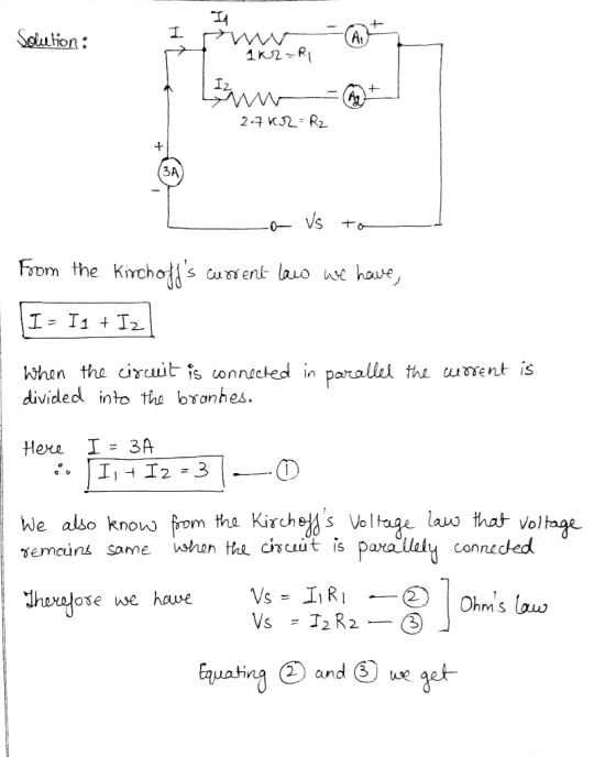+ Solution : I 1K2R I 2-7 K2= R2 -o- Us to From the Kirchoffs current law we have, I - 11 + Iz When the circuit is connected