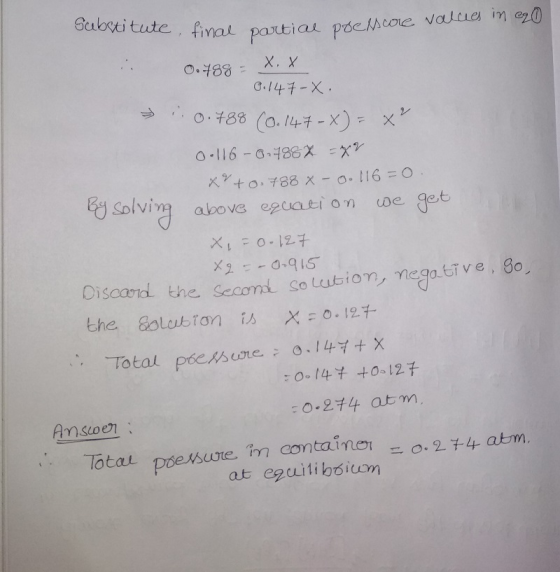 X, X G.147-X 2/ x 88x - 116 o Solv X2 ←←g.qi5 iscad the secon solusion, nego tf ve, So pressure冫8.144+X