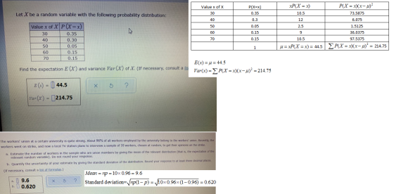 Value x of X Let X be a random variable with the following probability distribution: 40 P(X=x) 0.35 0.3 0.05 0.15 0.15 Value
