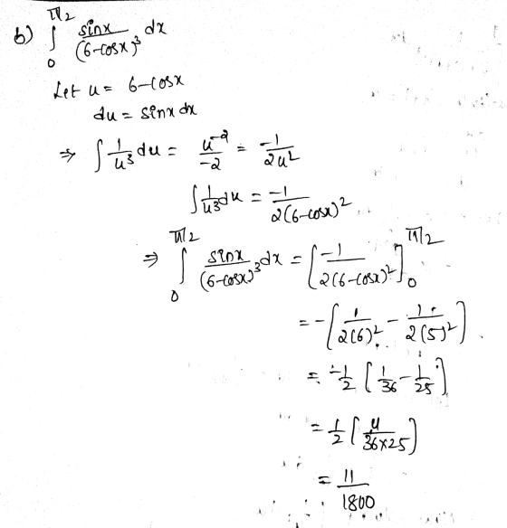 6) 대 sinx da (6-ox) Let u = 6-cosx du = sina dhe uc 9 St du = wala na - 닛으 피2 지고 sina (6-08) s dx (GA), 맨 Late Flats 볼습 2) C6