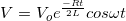 \small V=V_{o}e^{\frac{-Rt}{2L}}cos\omega t