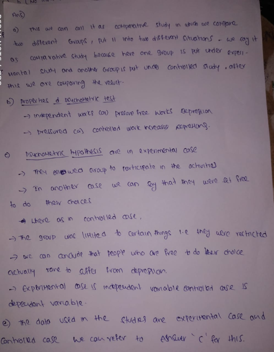 An3) Thu ue can catl l as cotipavatve study in hich twe corpore as cosu to votive ctudy bocauce heve one gyoup 1S Pot udereer