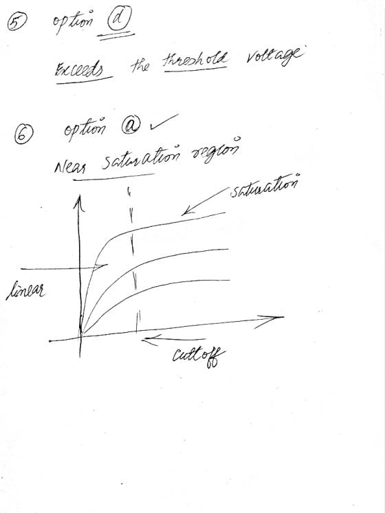 3 option @ bceeds the threshold Voltage © option @ r Areas Saturation regton - saturation linear Cuttoff