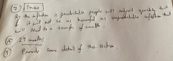 G) True quickly to it inflation that As the inflation is predictable ppeople will adjust & it will not be as harmful as unpre
