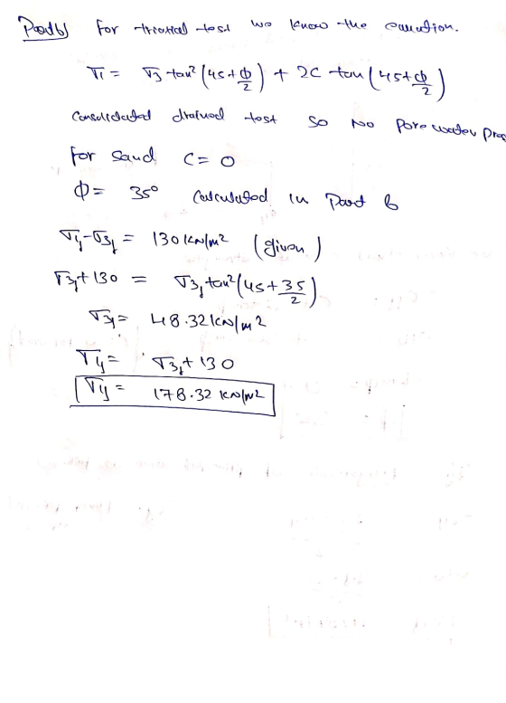 Poutbl we for triatical test know the auction. पर- B tau? (45+ y ) + 20 ton (45tch) Consolidated drainad tost so NO pore wate