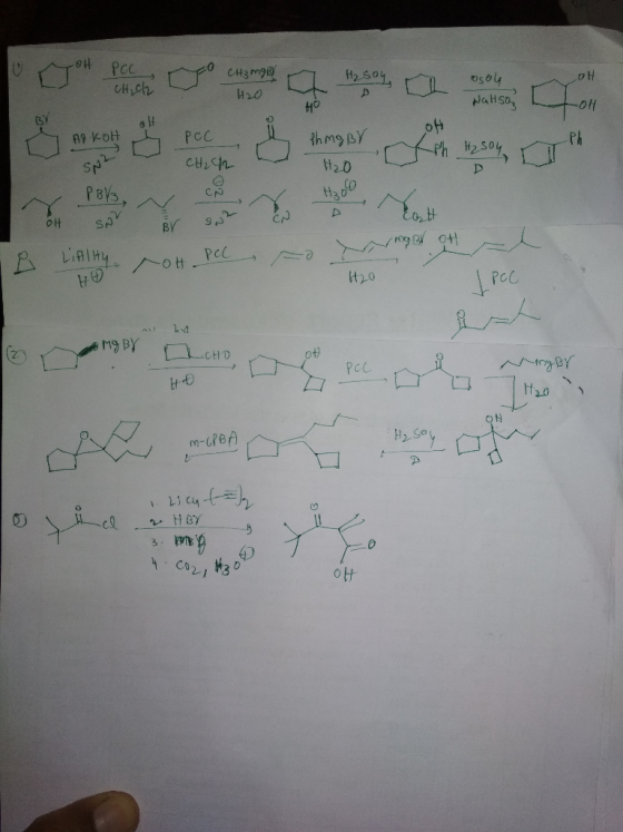 .GH POC H2 501 CH3 mg By 420 osou 애 Chich #o Watsoz 19. KOH 1 PCC PA thing BV Ph H₂SO4 SN2 CH₂2 H2O mg Brot Il Liflity OH. Pe
