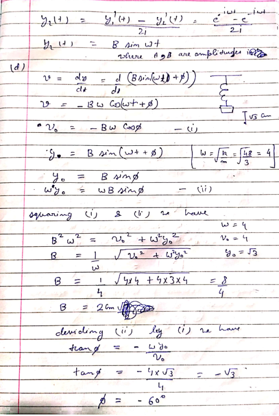 2 2i B sim w+ nslrere ane amfpliduges i2a (d) oly Cot+) BAim (w ). L8 4 B Nimg wB img 1 haue suanimg 1 1. 2Cm deidigij tang h