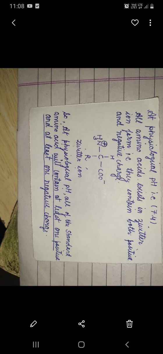 @ yahoo Gue ull v At physiologial pH le 17.4). All amino acids. ksusts in Zwitter in form ie they contain both positie and ne
