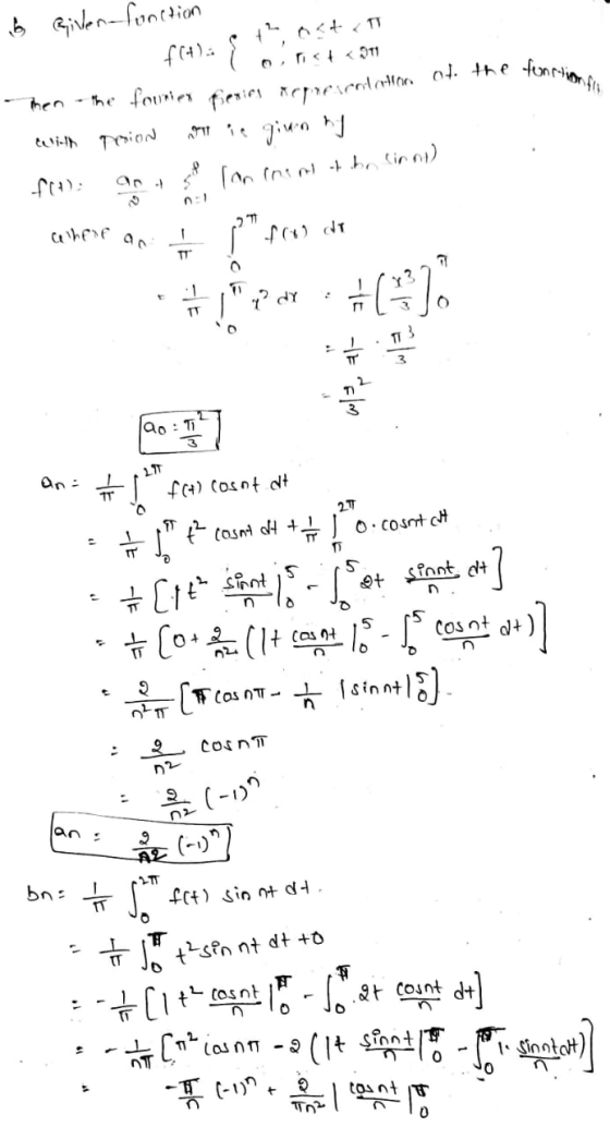 b Bilen-function f(t): +, Ost TT Then the fourier pieries representation of the TiON function.fi CUVIIN f(4) [ ( د ) 110 ( !