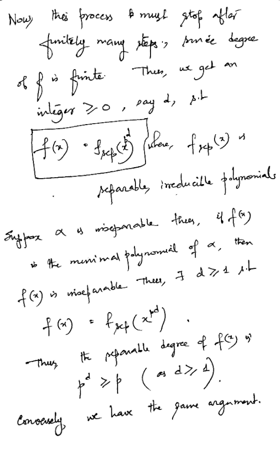Now this process & must stop after finitely many steps, since degree off in finite This, we get an inléger to say id, at Hra