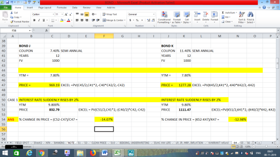 BOND - Microsoft Excel (Product Activation Failed) Add-Ins View - 2x Dr General Wrap Text Merge Merge & Center - Center Σ Aut