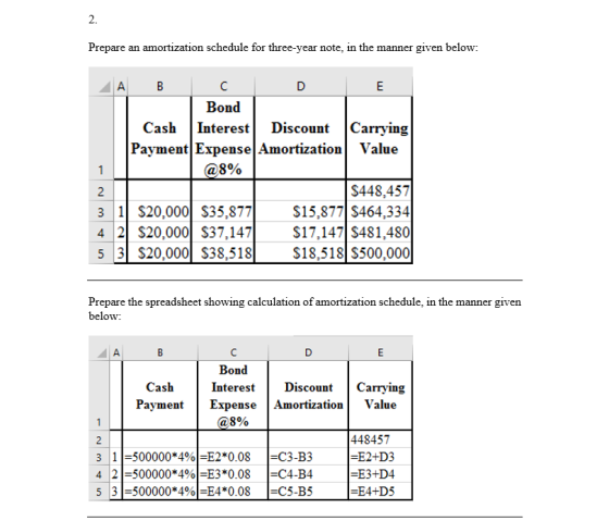 Prepare an amortization schedule for three-year note, in the manner given below: Bond Cash Interest | Discount Carrying Payme