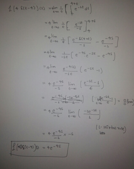 4+6 1 14 8lt-4)) (s) lim (12) E-TO E = 4 lim 1 -st 14+E 45 = 4 lim Eto & [ e-$(4+6) -S -S 24 lim -se SE [e - As e-SE = 4 lim