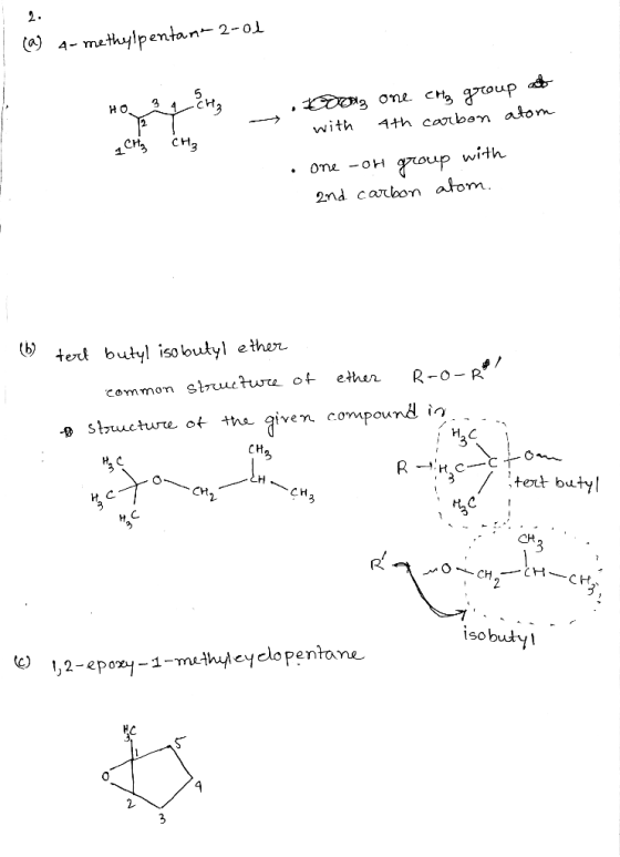 (a 4-methylpentan 2-ol Ho 3g crz 4 Criz CH₂ 2000s one erg group at with 4th carbon atom • one -oh group with and carbon atom.