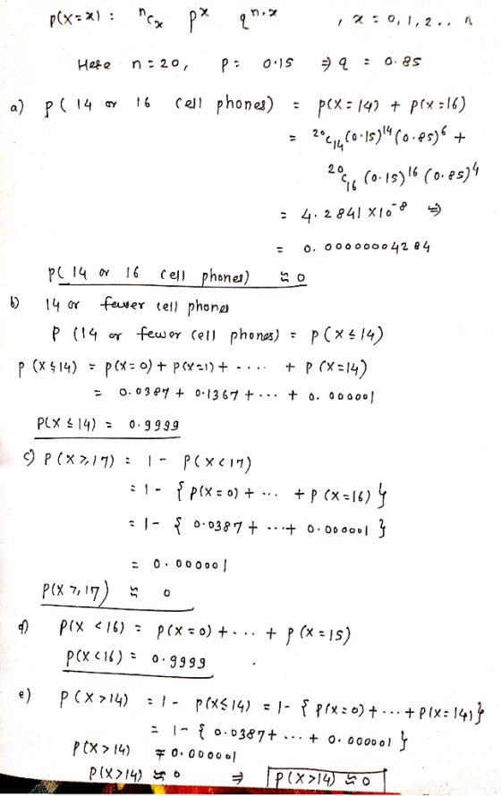 PCX=*) : px quis 1850,1,2... Hete n=20, P: 0.15 = 4 : 0.85 a) pr 14 or 16 cell phones) - pex = 147 + prx=16). = 2047460.159