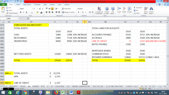 BOND - Microsoft Excel (Product Activation Failed) Add-Ins File Home Insert Page Layout Formulas Data Review View - 2x % Cut