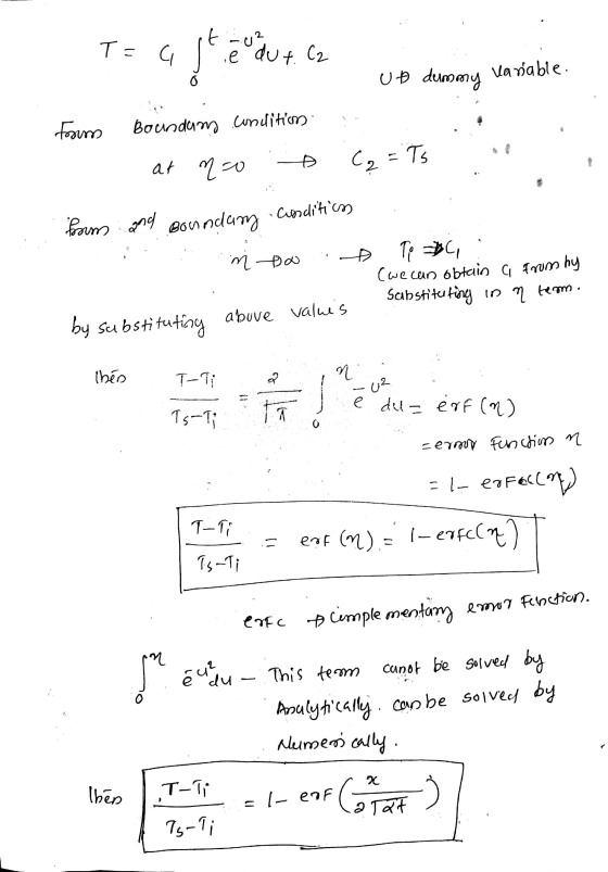T= a stead out. Ce uæ dummy variable. .. Form O Boundum .condition at no o C₂ = TS 2 = T from and Boundary conditions . . . n