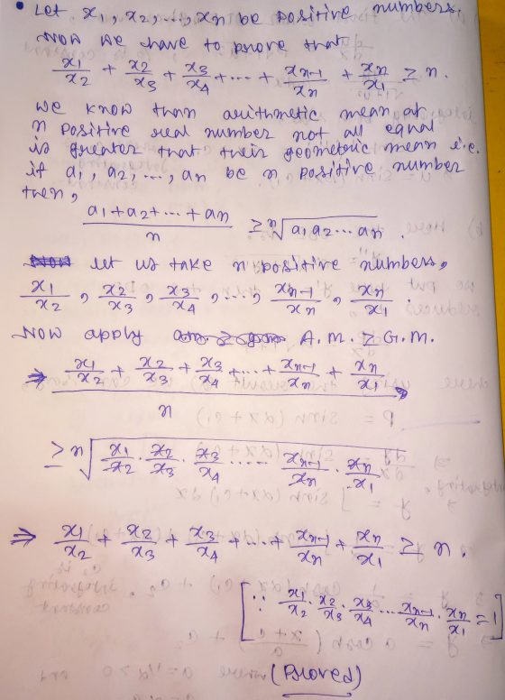2 dn be positive numbers, Let X, Xaguti Xn be positive wow we chave to prove that 2) x + x2 + x3 and + 30 an. 24 20 SÚ Er we