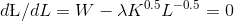 dL/dL = W - XK05-0.5 = 0