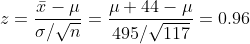 T- + 44 - MI on 495/117 = 0.96