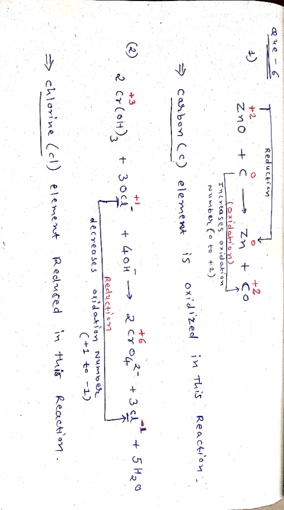 Que6 +2 . Reductio +2 zno tc izn t co oxidation) Increases oxidation . Number Co to +2). is oxidized in Reaction This ? carbo