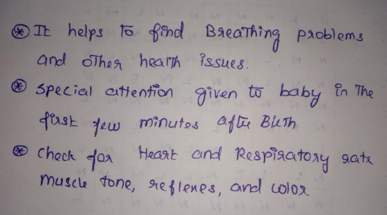 to baby in The It helps to find Breathing problems and other health issues. special attention given minutes after Bieth * Che
