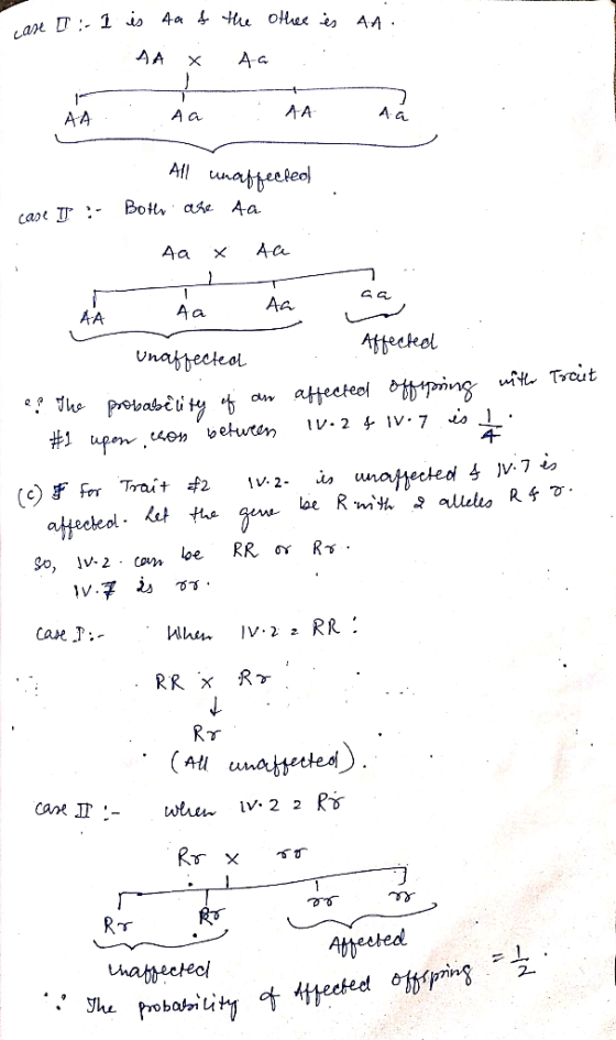• T. 1 1 is Aa & the other es AA. care AA X AG AA Aa : AA A All unaffected case II :- Both are Aa Aa x Aa ca A Aa Aa Unafrect