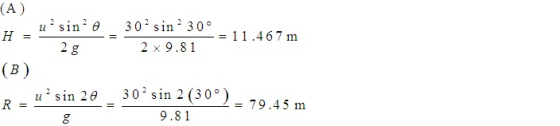 u2 sin θー30:sin 230°= 11.467m 2×9.81 u-sin 2θ -30° sin 2 (30°) 9.4 S m 9.81