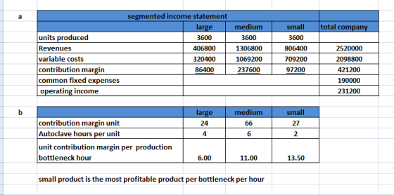 a segmented income statement large 3600 406800 total company medium 3600 small 3600 1306800 806400 2520000 2098800 320400 uni