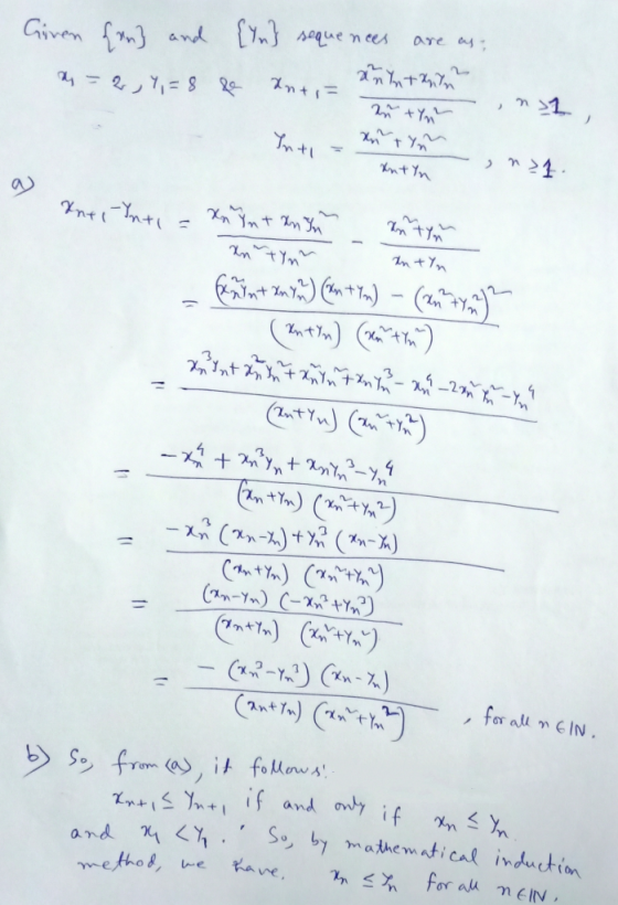 Given {n} and [In} sequences are as ay = 2,4,= 8 de Ant- won Yu+xmin? 1 2 + - Intl = tn tin , not. kutin knep Into = xu Ynt a