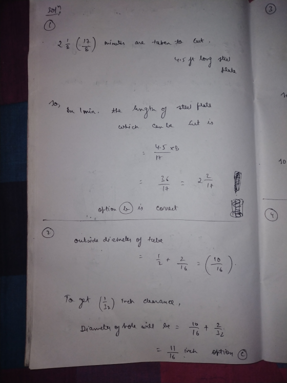Sol) 25 (3) minutes Cut taben to are 4.5 ft long stw plete sor In Imin. the length of steel plate Eut is which can be 4.5x8 1