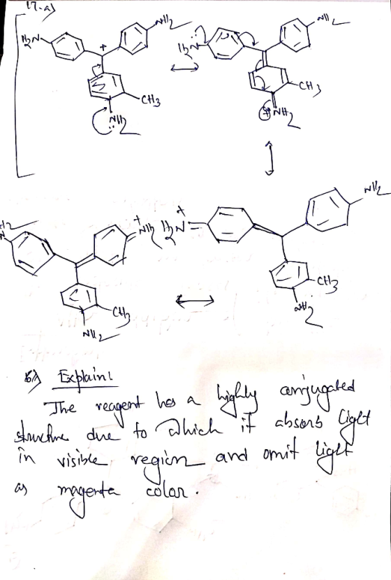 ( h Ver Nilly anyugated * Explains The reagent has a highly struchne due to which it absorb light in visible region and omit