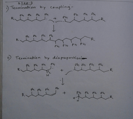 step-3 ;) Termination by ph Ph Ph ph R . coupling- . + ph L Ph Ph Ph. R Ph Ph Ph oh Ph Ph Ph Ph. 4) Termination by disproport