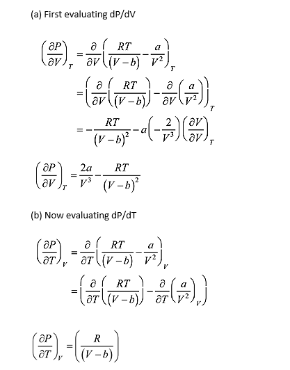 (a) First evaluating dP/dv () ਸੰਦੇ, ਚ ਨੇ, ( PM _2a_RT . (b) Now evaluating de/dT ਸ, ਰੰਜਸ਼ ਹੈ, ਬੰਗਾ )-ਰਸ) ੭.੬)