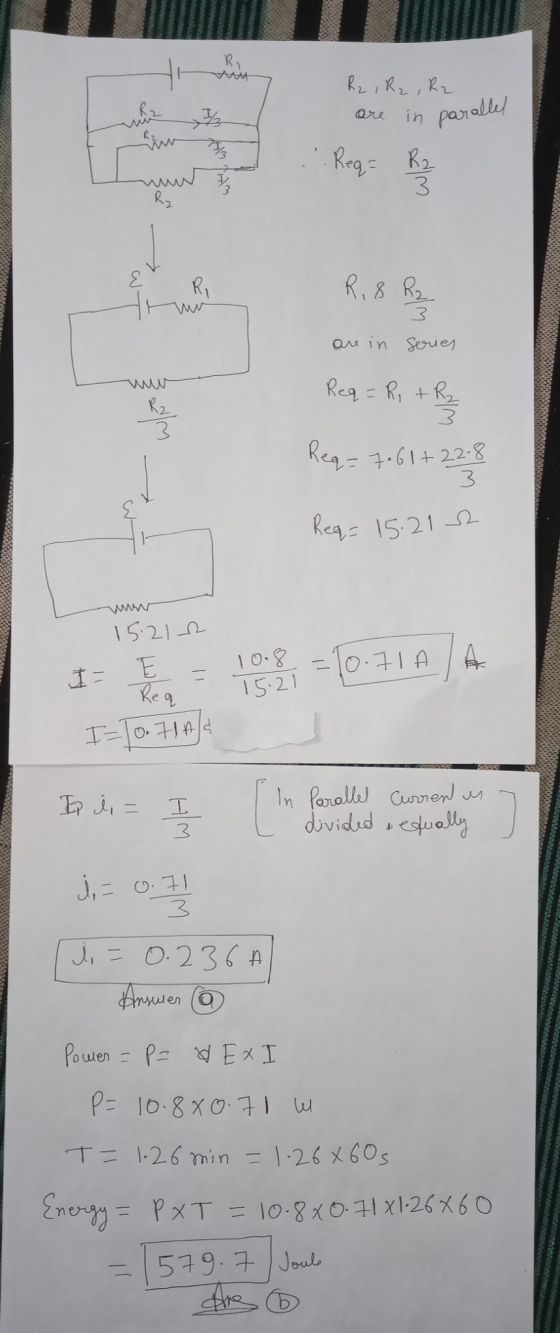 RI Rz, Rz, Rz are in parallel www Rz ... Req= R2 3. 3 Ri R. 8 R2 3 are in series Rz whe Req = R1 + R₂ R + Ring Req=7.61 +22.8