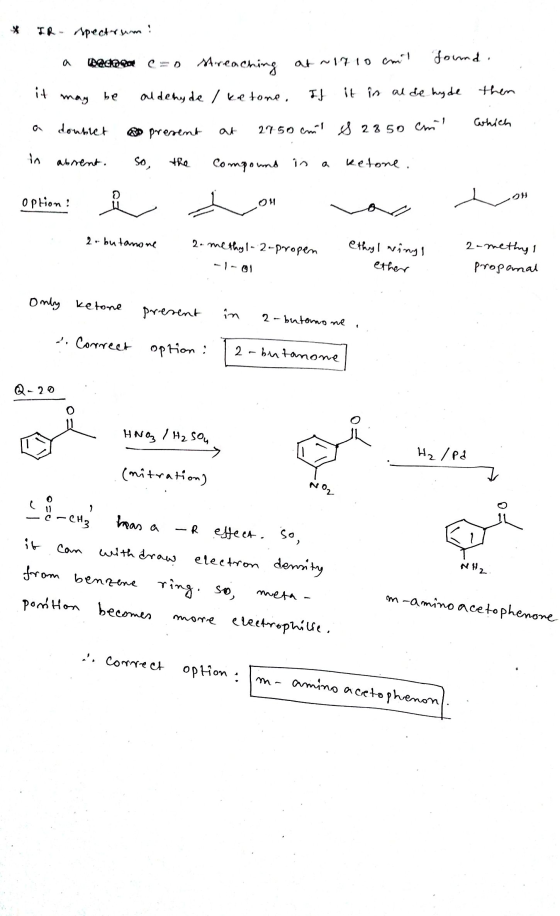 X IR spectrum! found. eo streaching at ~17 10 cm it then may be aldehyde / ketone. it is al de hay de Grhich doublet & presen