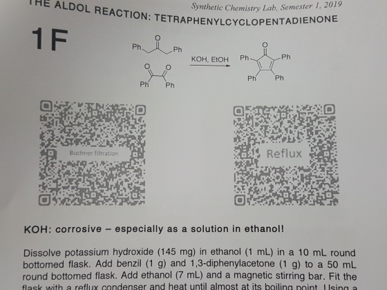 HE ALDOL REACTION: TETRAPHENYLCYCLOPENTADIENONE Synthetic Chemistry Lab. Semester 1, 2019 1F Ph Ph Ph Ph КОН, ETOH Ph Ph Ph P