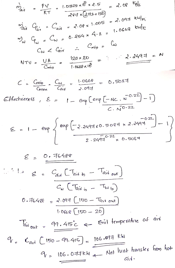 1.01325 x x 18 x x2.5 2.08 kals DO ain PV RT 285 x[273+150 = 2.097 kW/ki 1 Cart aud 1.005 Cain 2.08x kwle 1. 0668 A-2 0.254 x