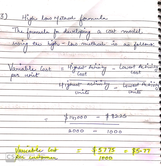 3) High low Method formula for developing a cost model using the high - low method is as follows: 0 TheH A - Activity Variabl