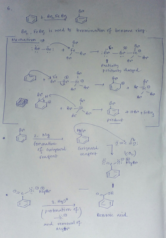 te 6. Br 1. Br Fe Brz Bre, FeBr is used to bromination of benzene sing- Mechanism Br Br Br - Bri + Fe e-Br 8+ : Во -Br B -Bro