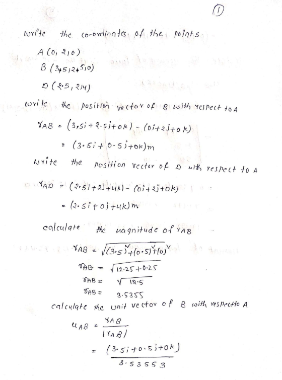 0 write the co-ordinates of the points A CO, 210) 13 (315121510) 0 ( 2.5,814) write the position vector of 8 with respect to