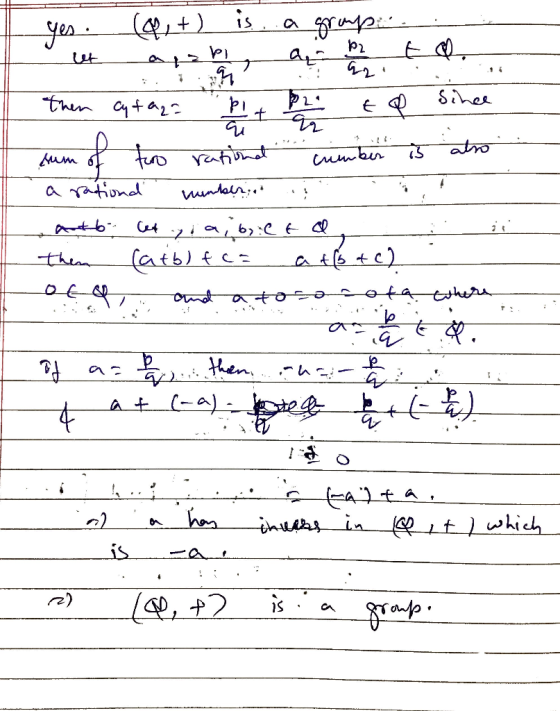 q2T yes. (Q8+) is a grups . - ut aperi then cut aga ll be to Since sum of two ratione number is also a rationd number Auto l
