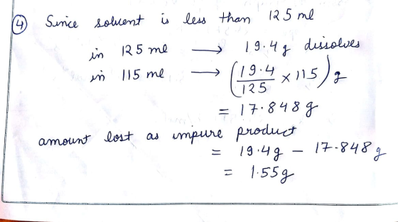 2) Snce iousnt u les tham 25 nl 5 = 17.848g. umpure produc