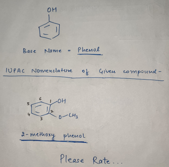 OH Base Name = Phenol TUPAC Nomenclature of Given compound- 2- мелоч ремо L Please Rate...