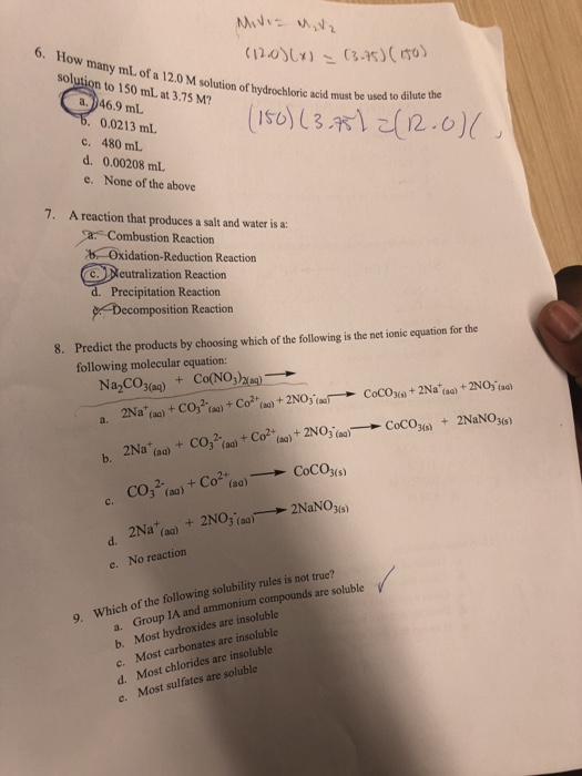 6. How many mL of a 12.0 M (120)(x) = (3.75) (150) w many mL of a 12.0 M solution of hydrochloric acid must be uso solution t