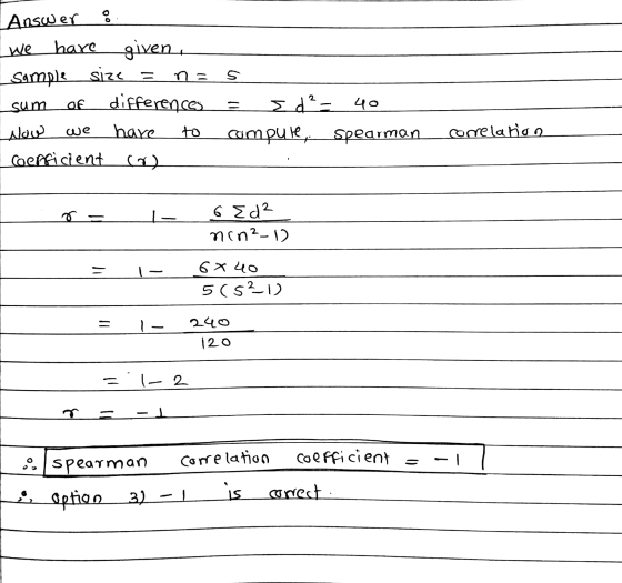 Answer 8 We Sample na S sum hare given. size = differences hare coefficient co af 40 ΣΑ- computer spearman Now we to correlat