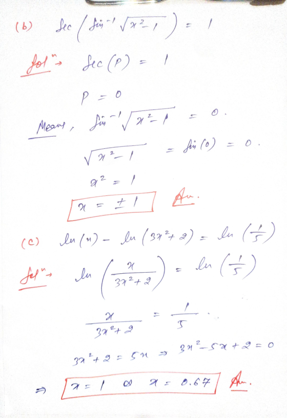 (b) See ( sir 1221) Jot - Sec (P) = p=0 Means, fun ſar ra ²1 fin (0) 2 2 17 An. (c) lu () - lu (34²+ 2) = ln (③) fol lu lu
