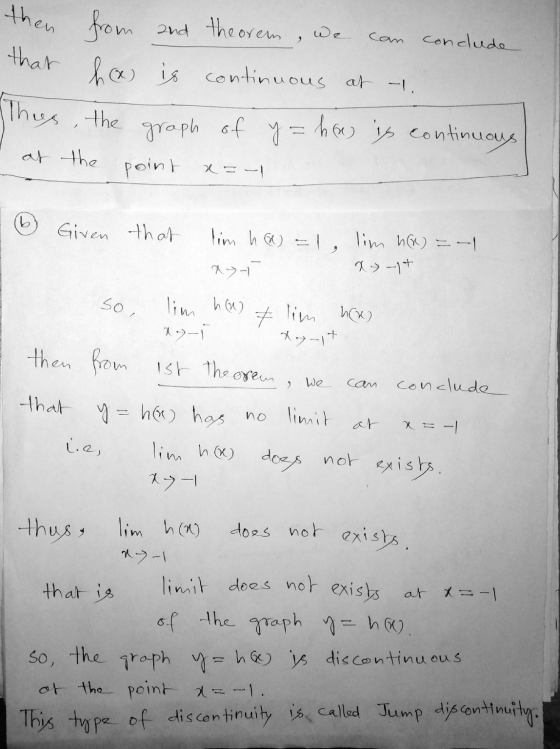 then cam conclude that at -l. from and theorem, we ho is continuous Thus, the of y= her is continuous point graph of at the -