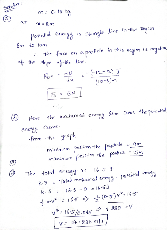 Salutim: - m = 0.15 kg at n=8m - potential energy is straight line in the region 6m to com : the force on a particle in this